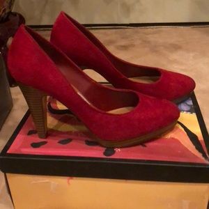 Red suede heels